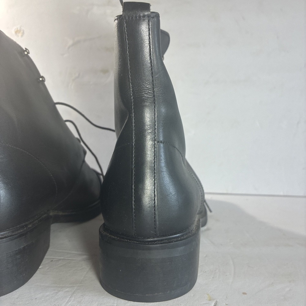 Eddie Bauer Made In Italy Lace Up Cap Toe Boots Black Leather - Picture 7 of 10
